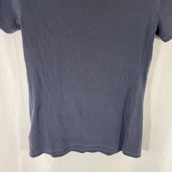 New Old Navy Blouse Women's Medium Blue Ribbed Short Sleeve Round Neck - Picture 10 of 10